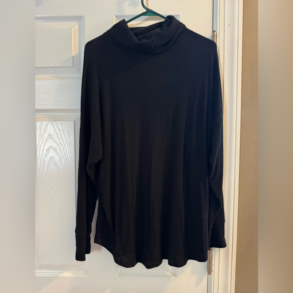 Black Turtleneck Long Sleeve Top